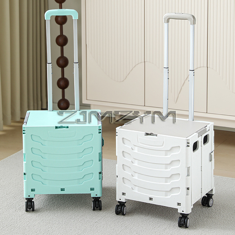 Pull Cart Fold - 5S クイック折りたたみショッピングトロリー大容量手引きカート階段を登る野菜栓軽量旅行ピクニック手押し車