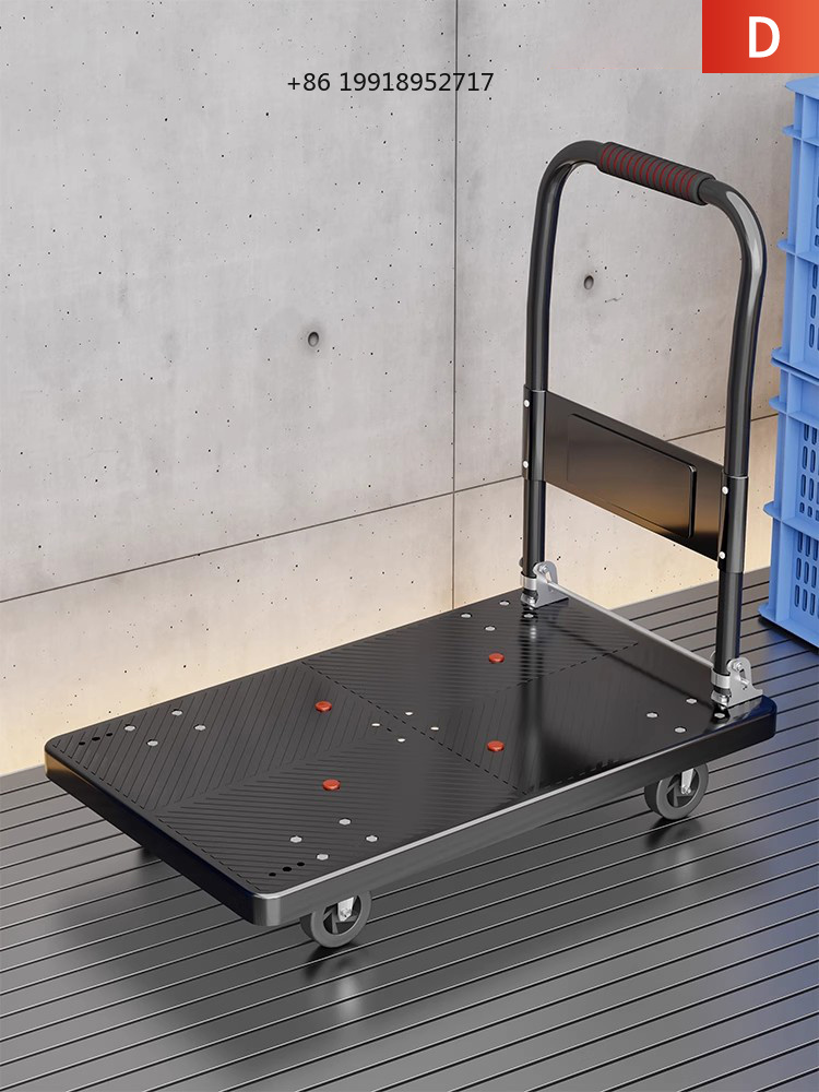 Pull Cart Fold - ポータブル折りたたみ式手引きカーゴ運搬カート 静音プラスチックボディ PUホイール ハンドヘルドショッピングカート 家庭用収納・整理用